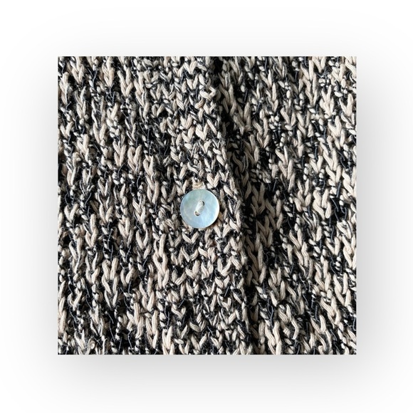 Joan Vass โฆ Cozy Longline Textured Knit Cardigan Sweater โฆ Marled Black Cream โฆ - Picture 7 of 16